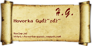 Hovorka Győző névjegykártya